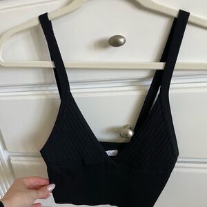 Zara Black Ribbed Bra with Adjustable Straps
